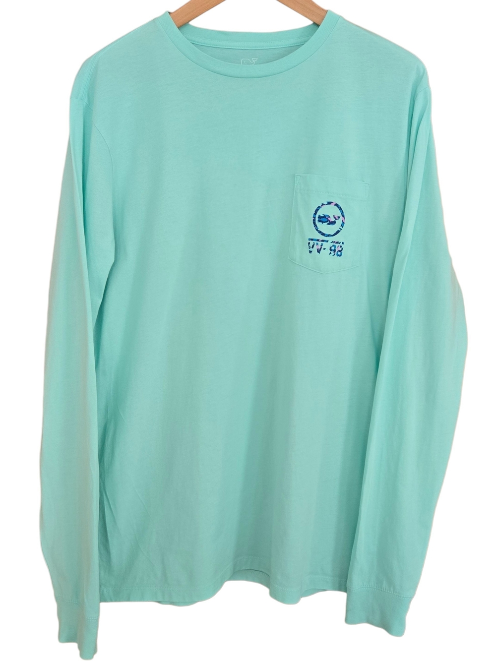 Vineyard Vines Long Sleeve Shirt Mens Size S Mint Teal Pocket VV-98 100% Cotton